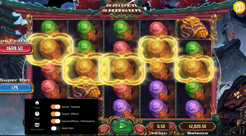 Raiden Shogun Slot Free Spins Feature - Bamboo Cut Stackable Multipliers in Action by Habanero